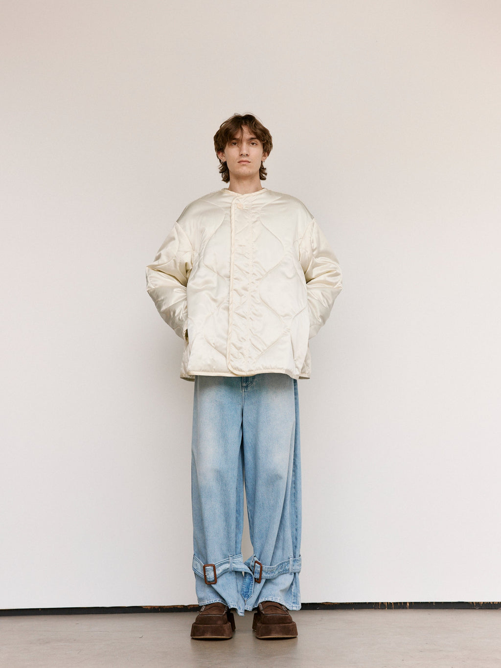 JW ANDERSON Ivory Nylon Oversized Quilted Jacket