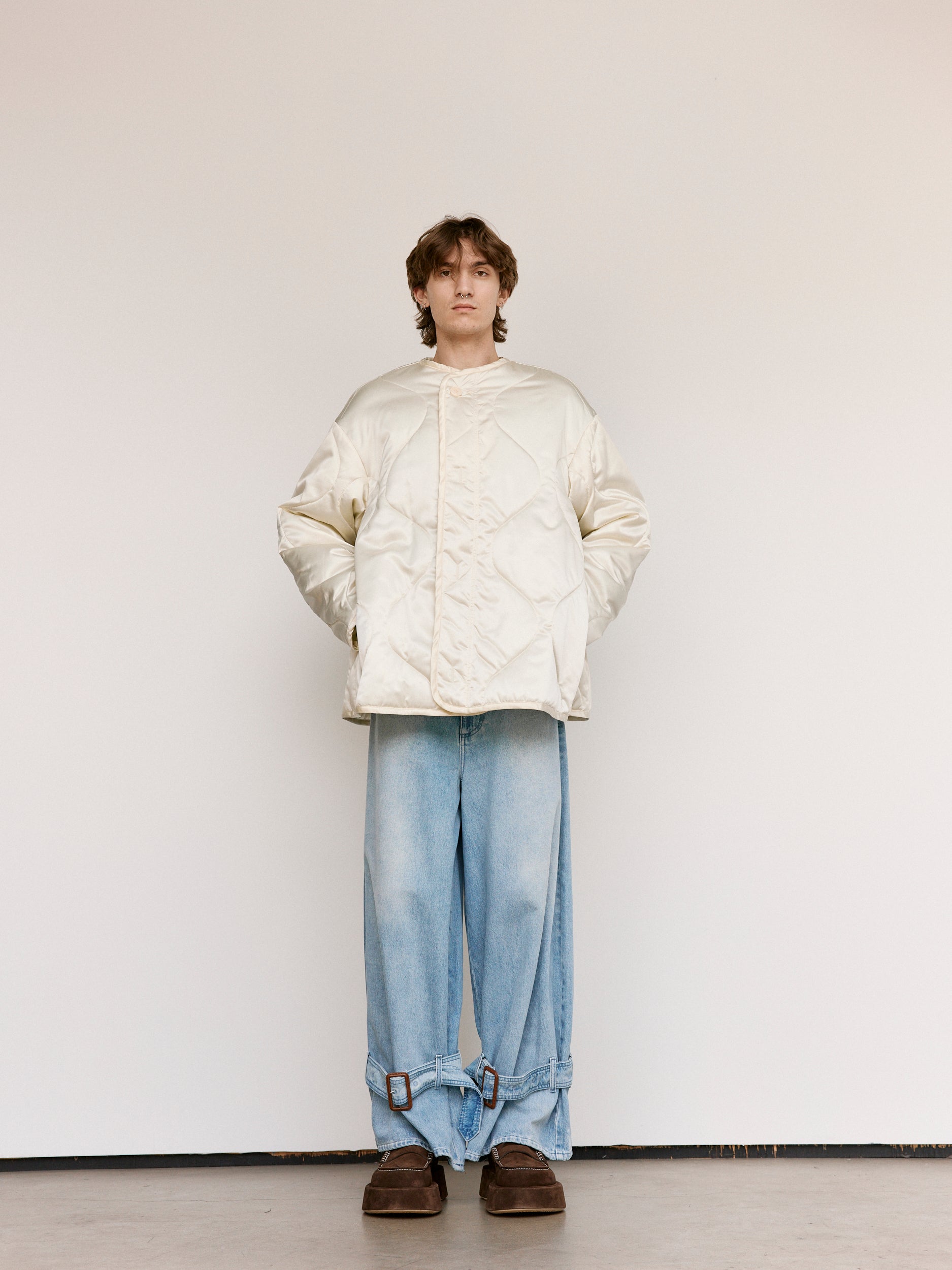 JW ANDERSON Ivory Nylon Oversized Quilted Jacket