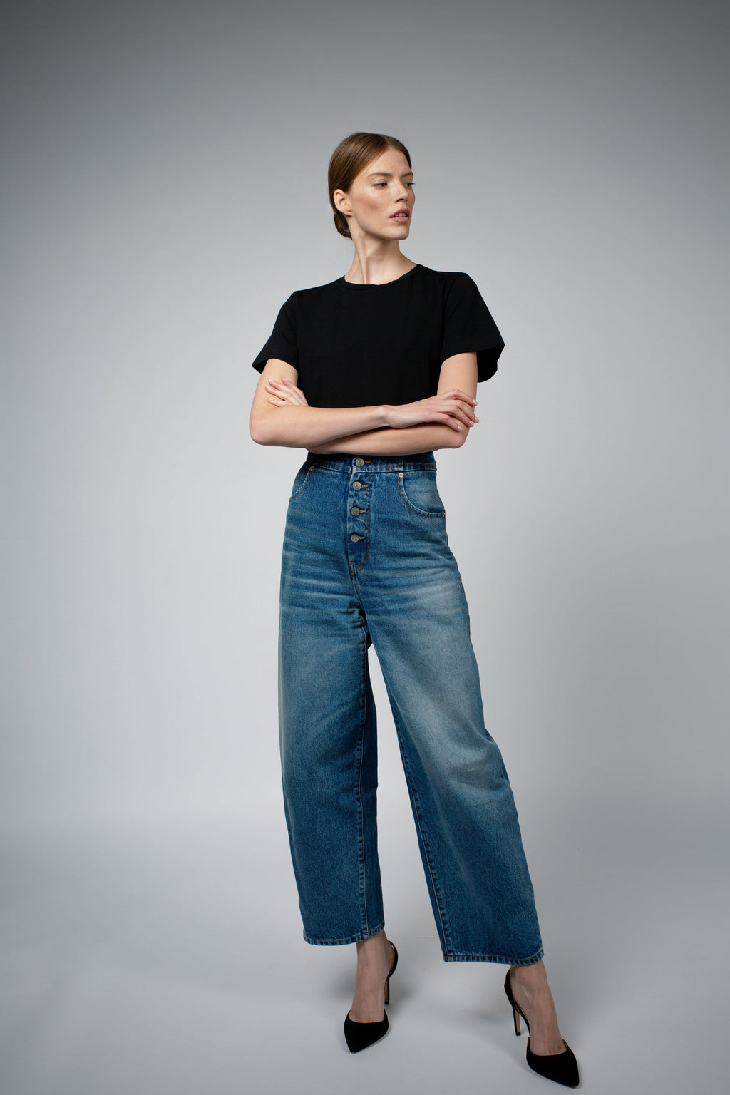 JEN ORGANIC COTTON CREW NECK BODYSUIT - BLACK