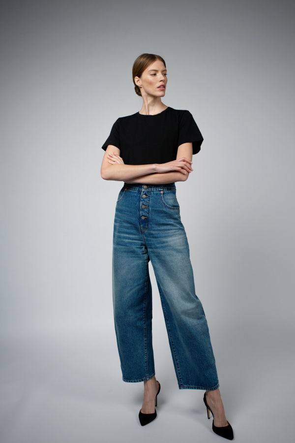 JEN ORGANIC COTTON CREW NECK BODYSUIT - BLACK