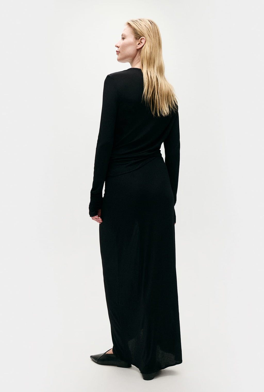 Silk Laundry Jersey Modal Ruched Skirt - Black
