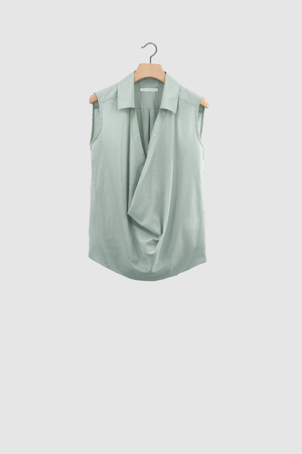 JULIA JENTZSCH  DIMA - Semi Sheer Japanese Cotton Cupro Blend Top in Matcha