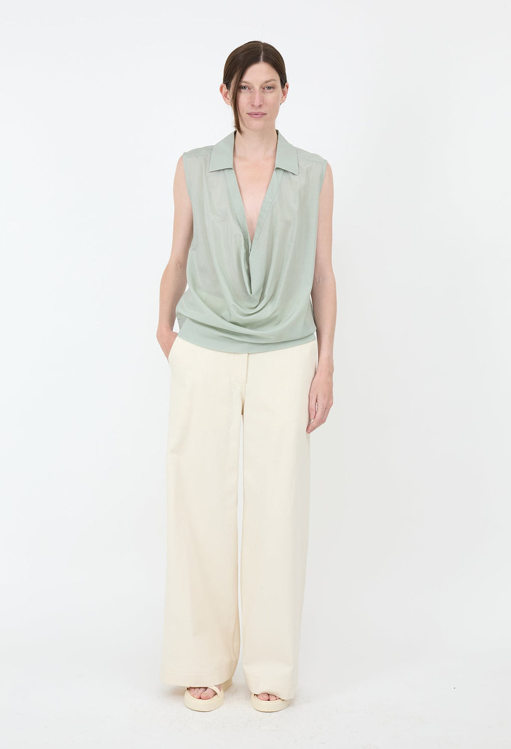 JULIA JENTZSCH  DIMA - Semi Sheer Japanese Cotton Cupro Blend Top in Matcha