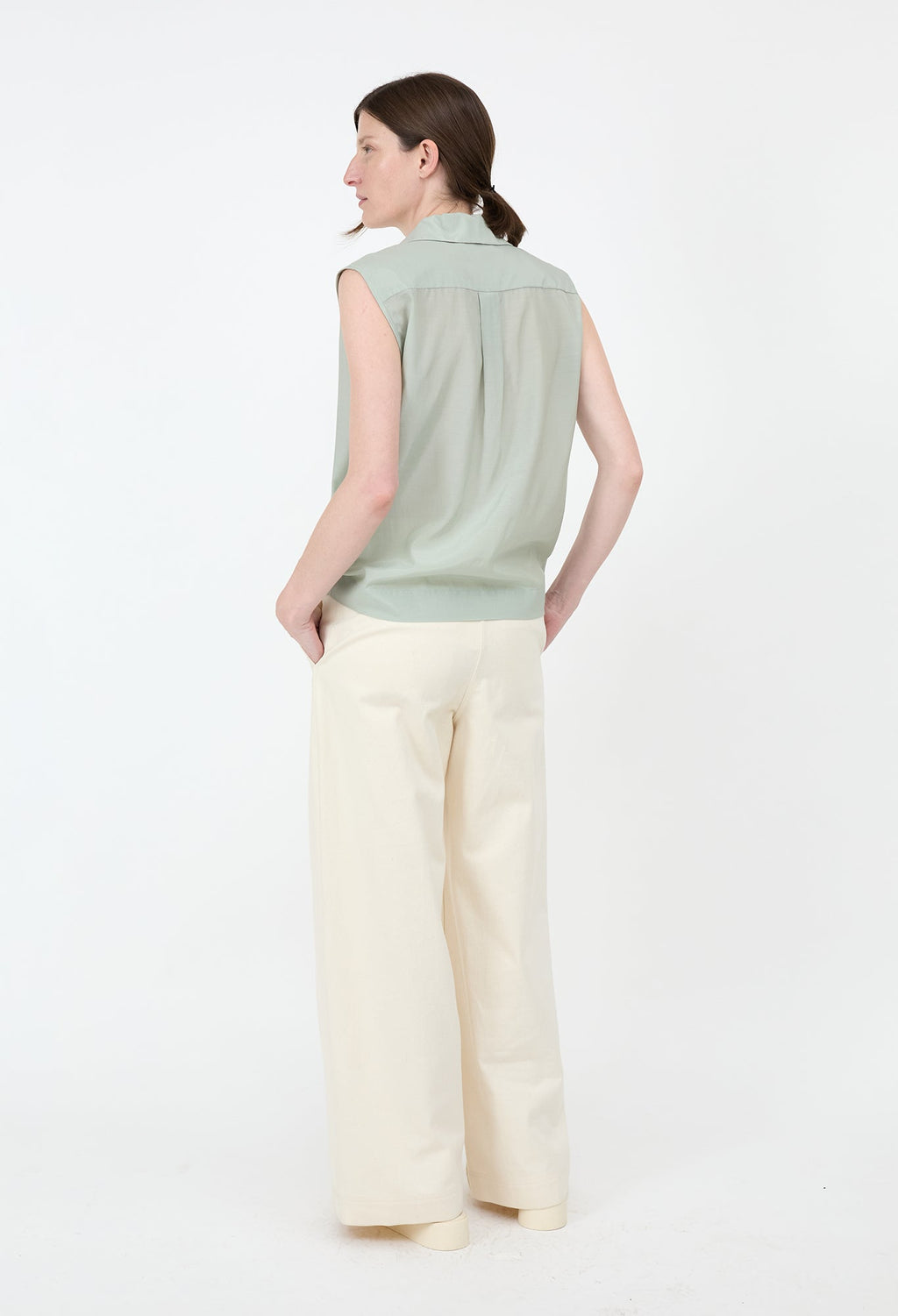 JULIA JENTZSCH  DIMA - Semi Sheer Japanese Cotton Cupro Blend Top in Matcha
