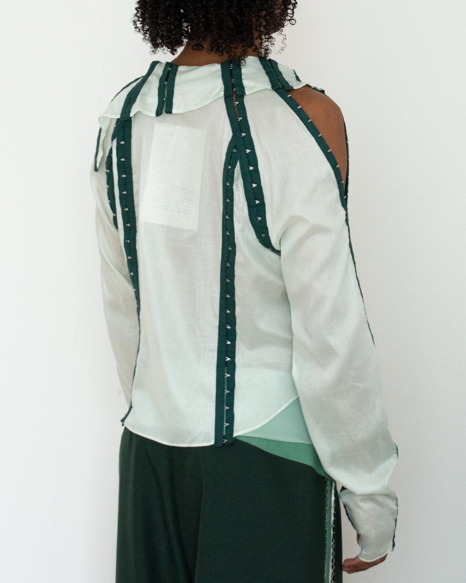 Jacek Gleba Hook & Eye Tape Shirt - Forest Green/Light Mint