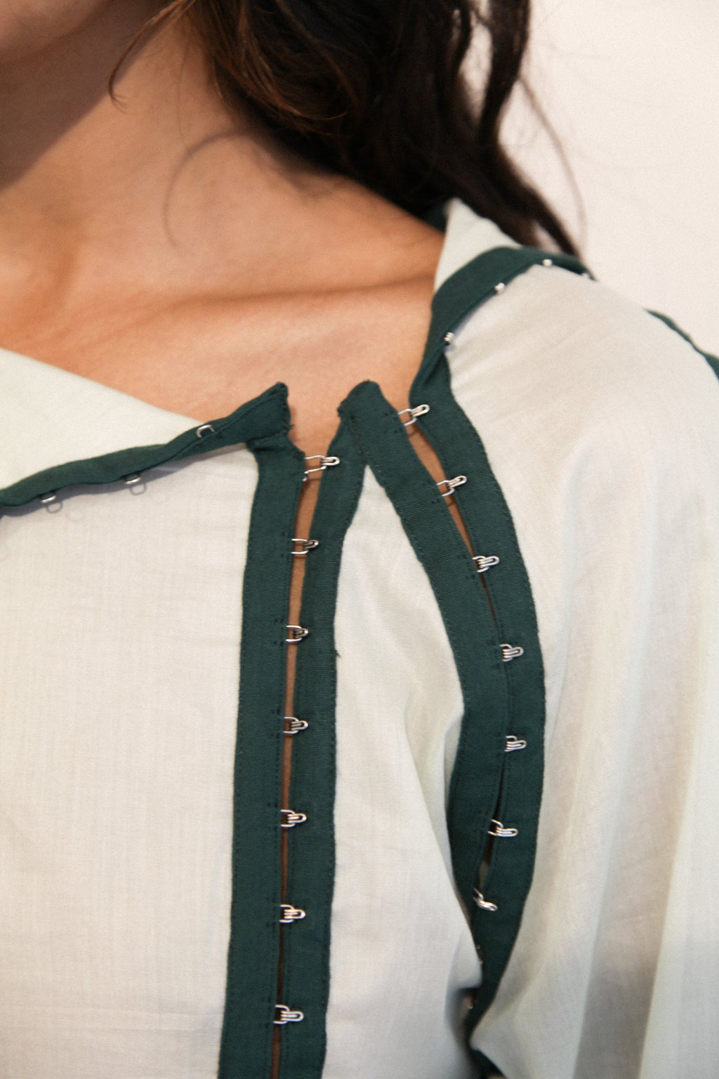 Jacek Gleba Hook & Eye Tape Shirt - Forest Green/Light Mint