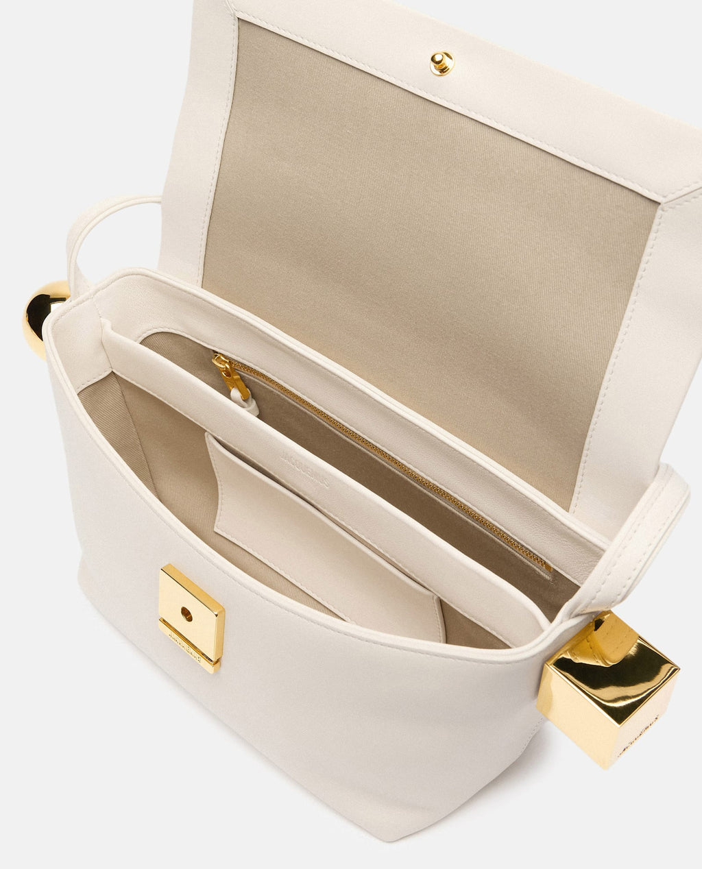 Jacquemus Le Rond Carre Leather Shoulder Bag - White