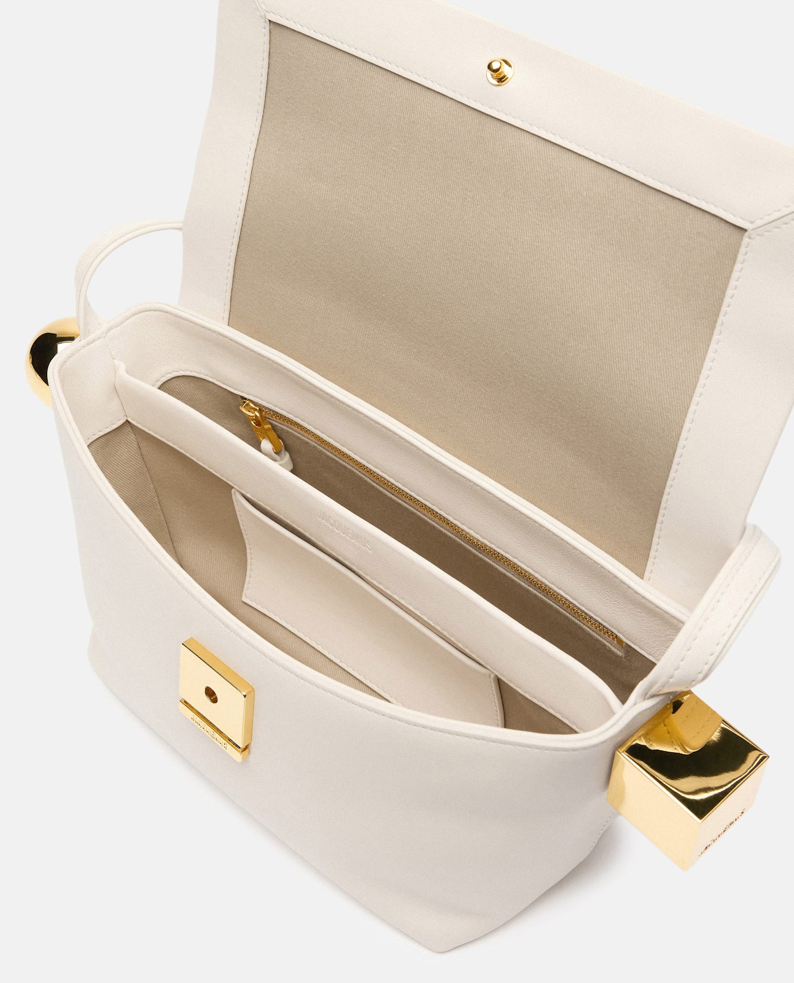 Jacquemus Le Rond Carre Leather Shoulder Bag - White