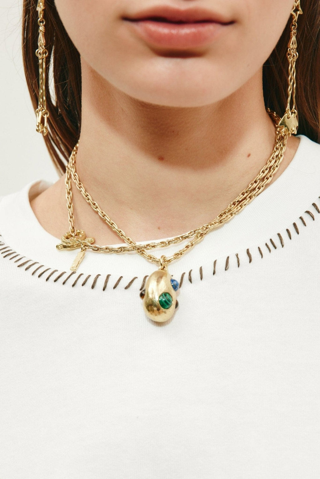 ALÉMAIS Jem Rainbow Stone Egg Pendant Necklace