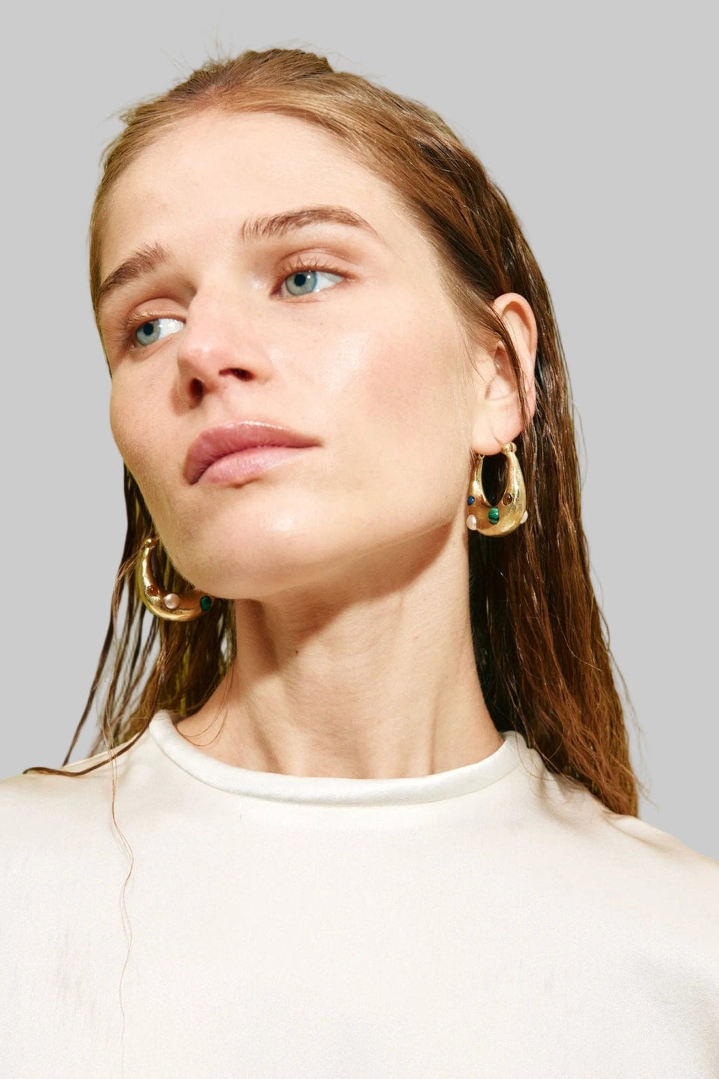 ALÉMAIS Jem Rainbow Stone Hoop Earrings