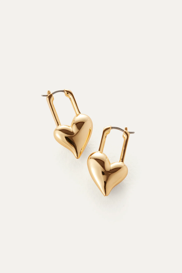 Jenny Bird Padlock Heart Earrings - Gold