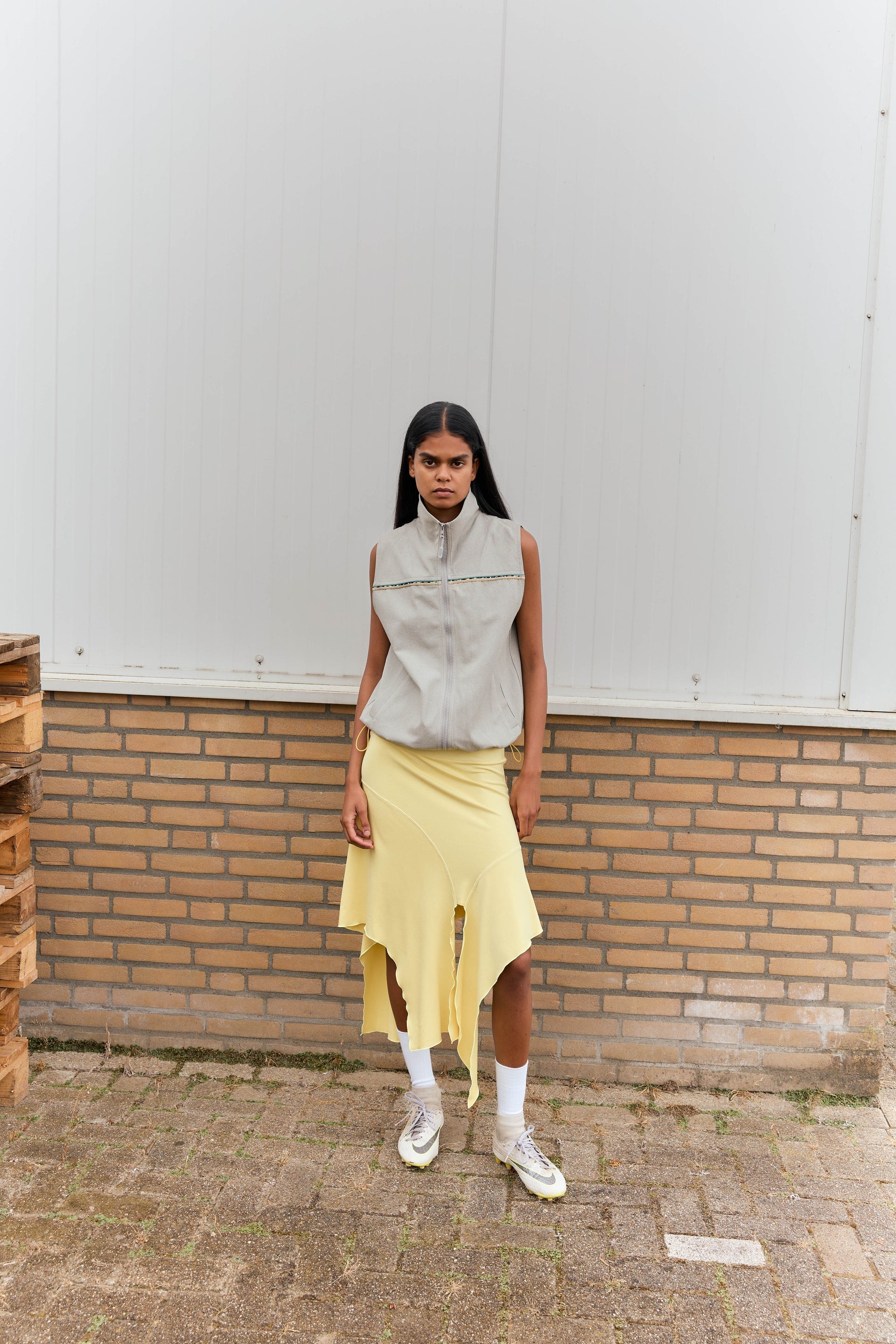Arthur Jersey Drape Skirt - Citron