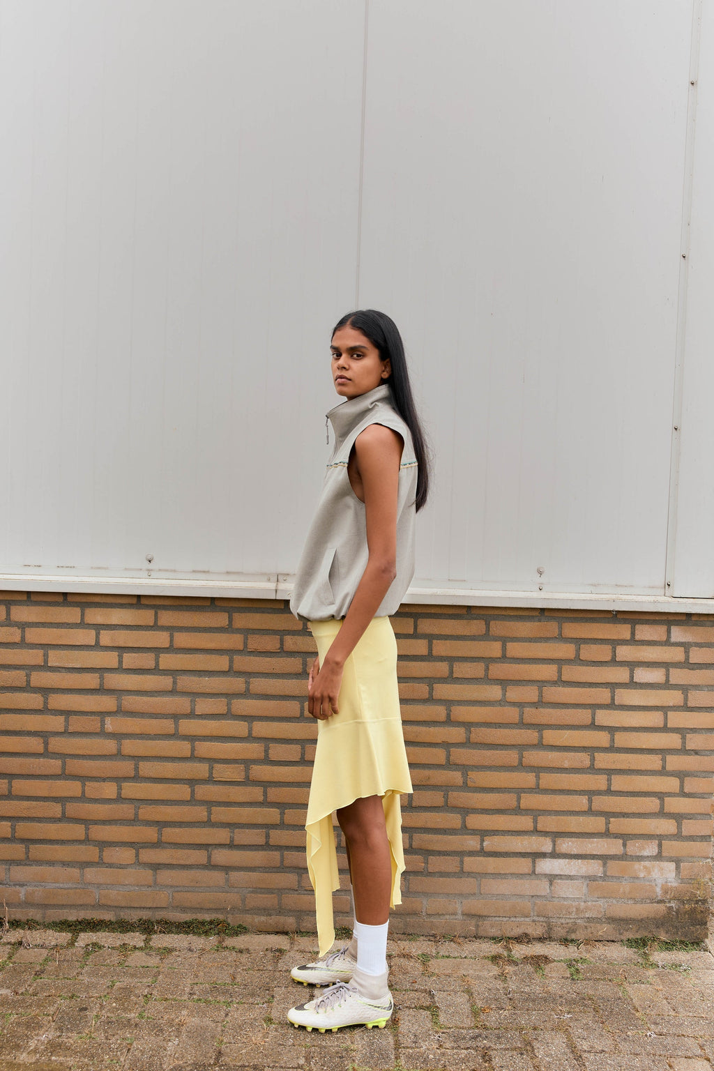 Arthur Jersey Drape Skirt - Citron