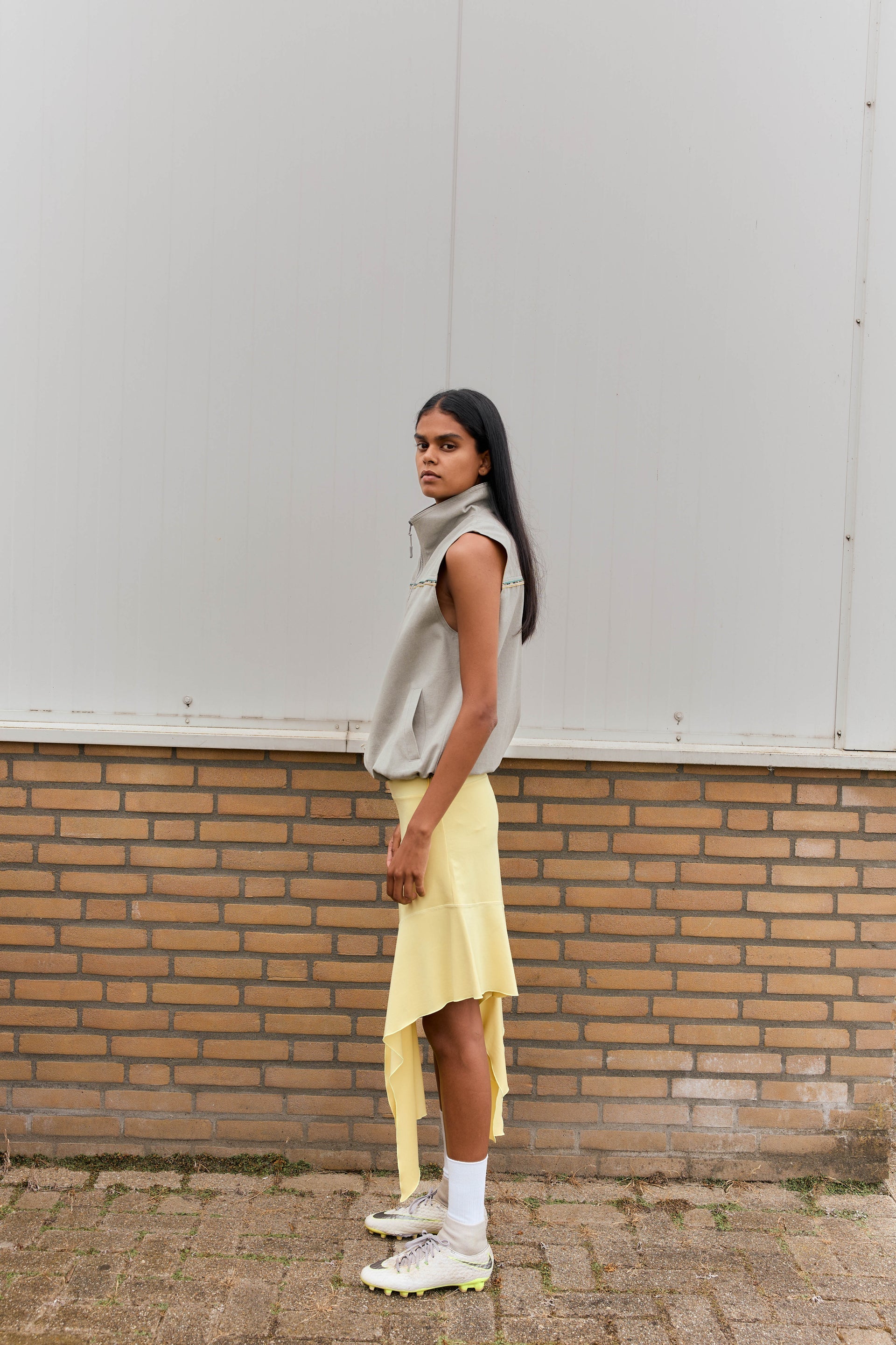 Arthur Jersey Drape Skirt - Citron