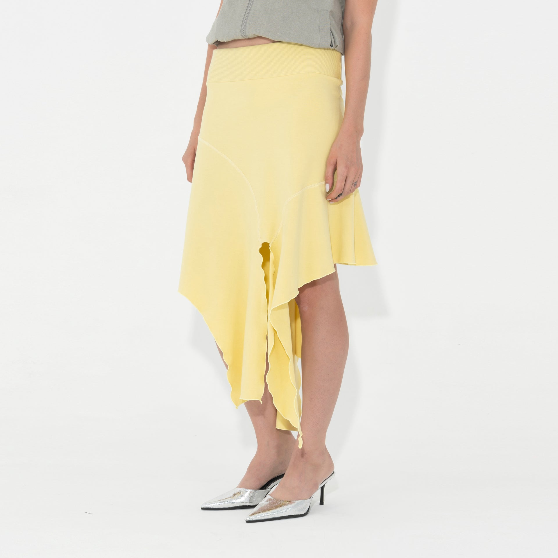 Arthur Jersey Drape Skirt - Citron