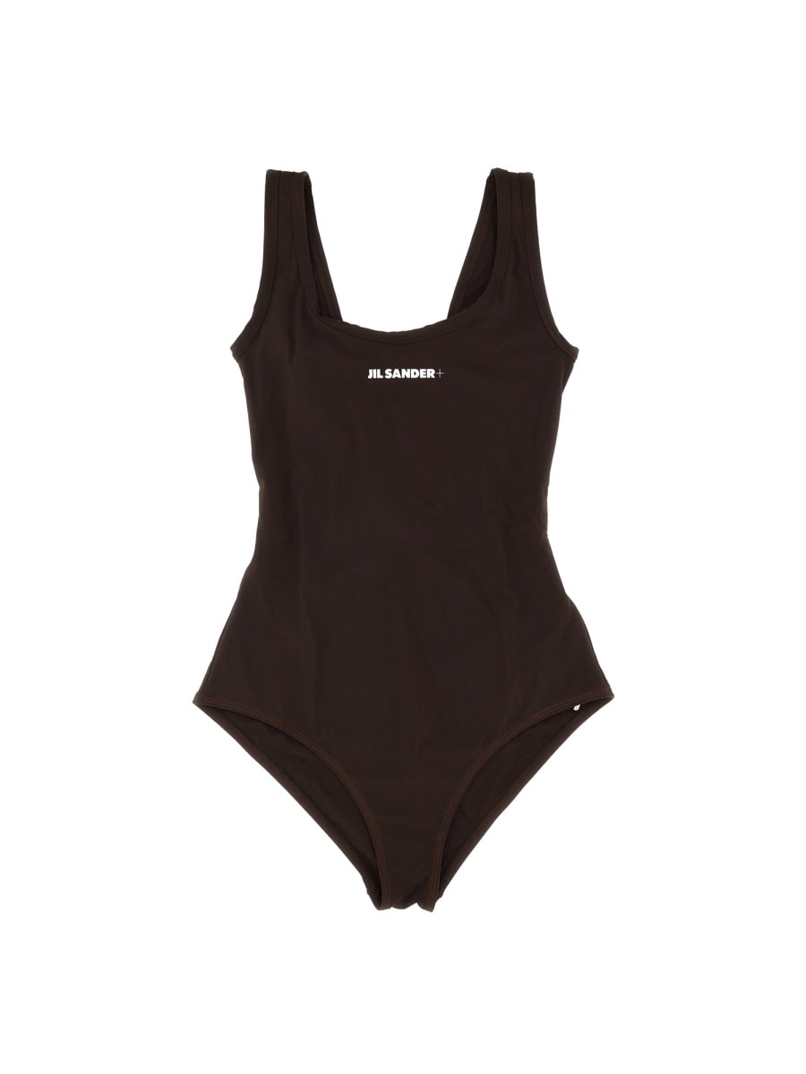 Jil Sander One Piece Swimsuit With Logo - Brown