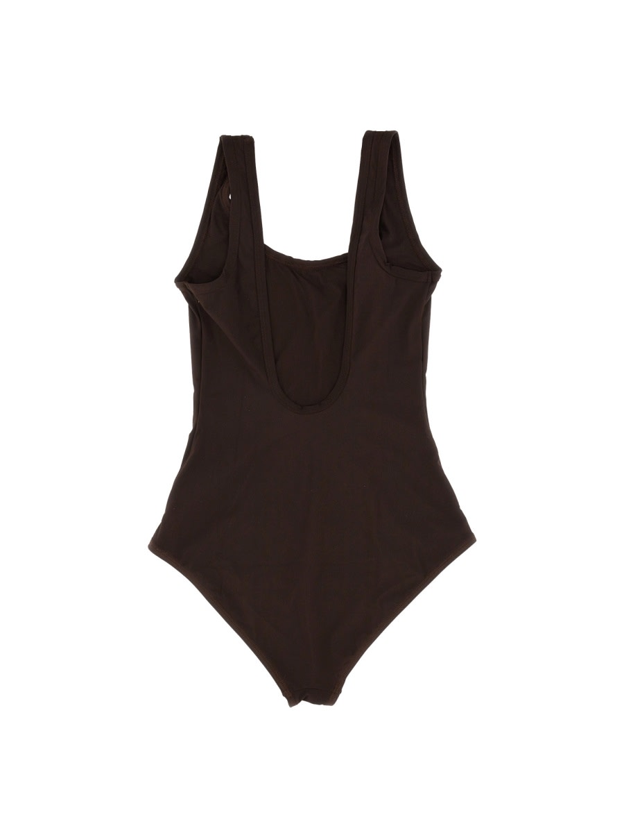 Jil Sander One Piece Swimsuit With Logo - Brown