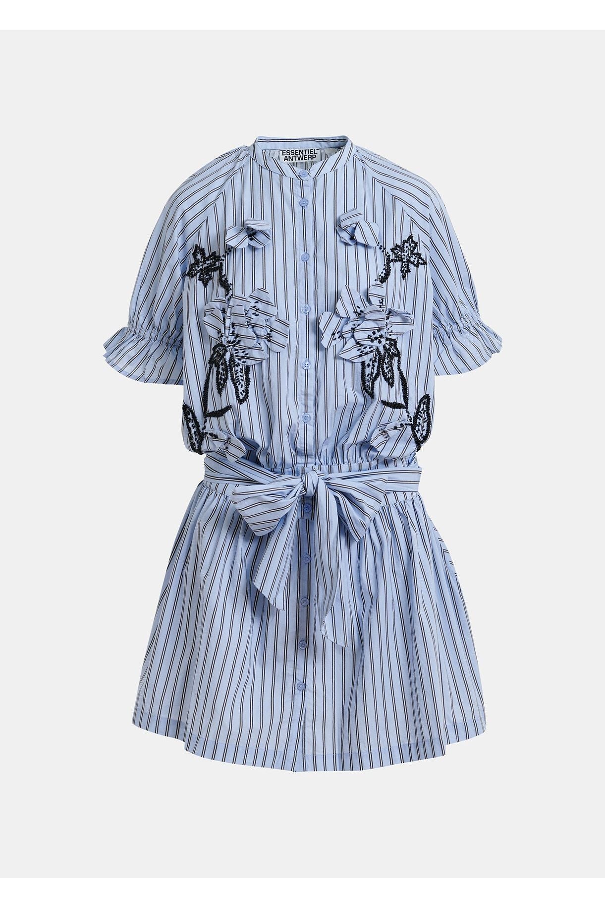 Essentiel Antwerp Jindonesia 3D Flower Shirt Dress - Electric Cyan