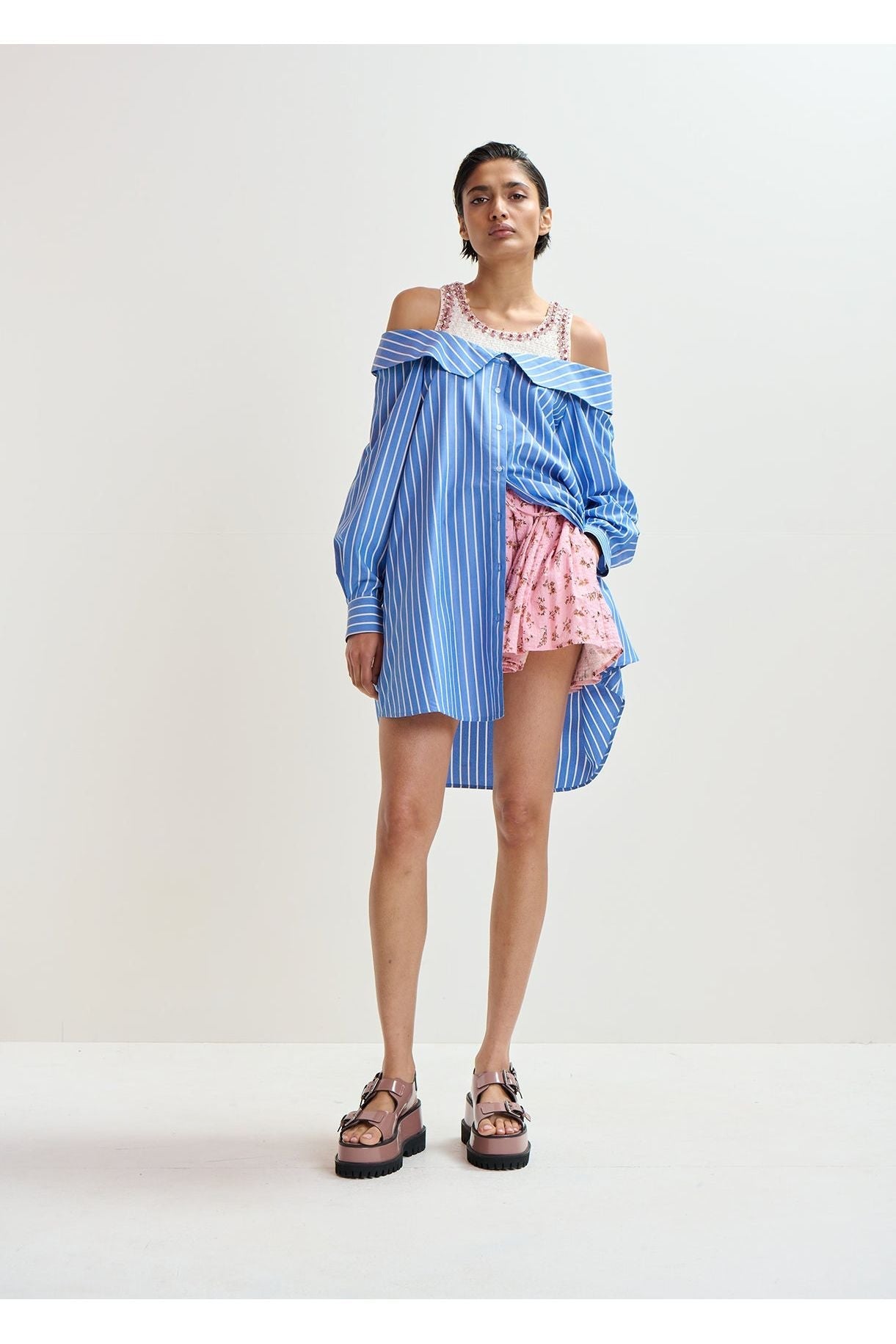 Essentiel Antwerp Jori Embellished Shirt Dress - Off White