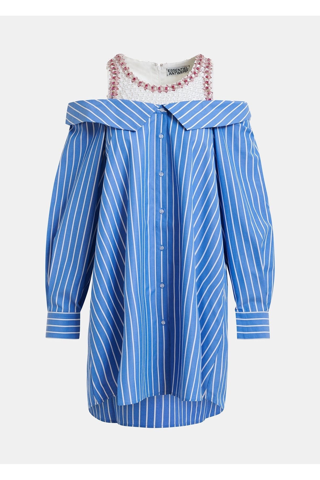 Essentiel Antwerp Jori Embellished Shirt Dress - Off White