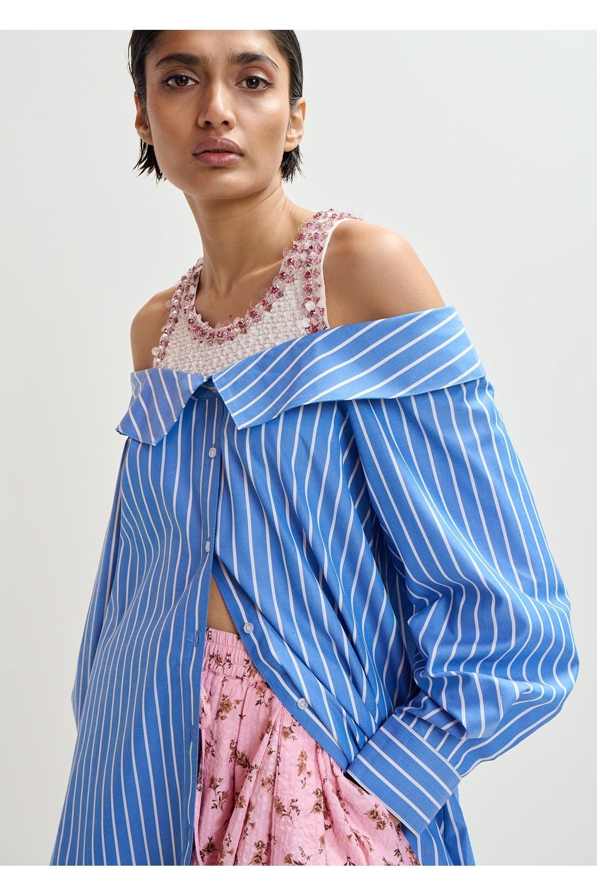 Essentiel Antwerp Jori Embellished Shirt Dress - Off White