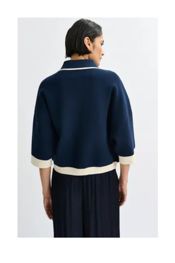 Essentiel Antwerp Jugly Knit Cardigan - Navy/Off-White