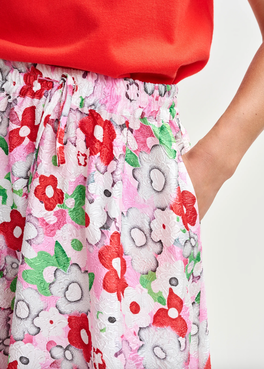 Essentiel Antwerp Julianne Floral Jacquard Midi Skirt
