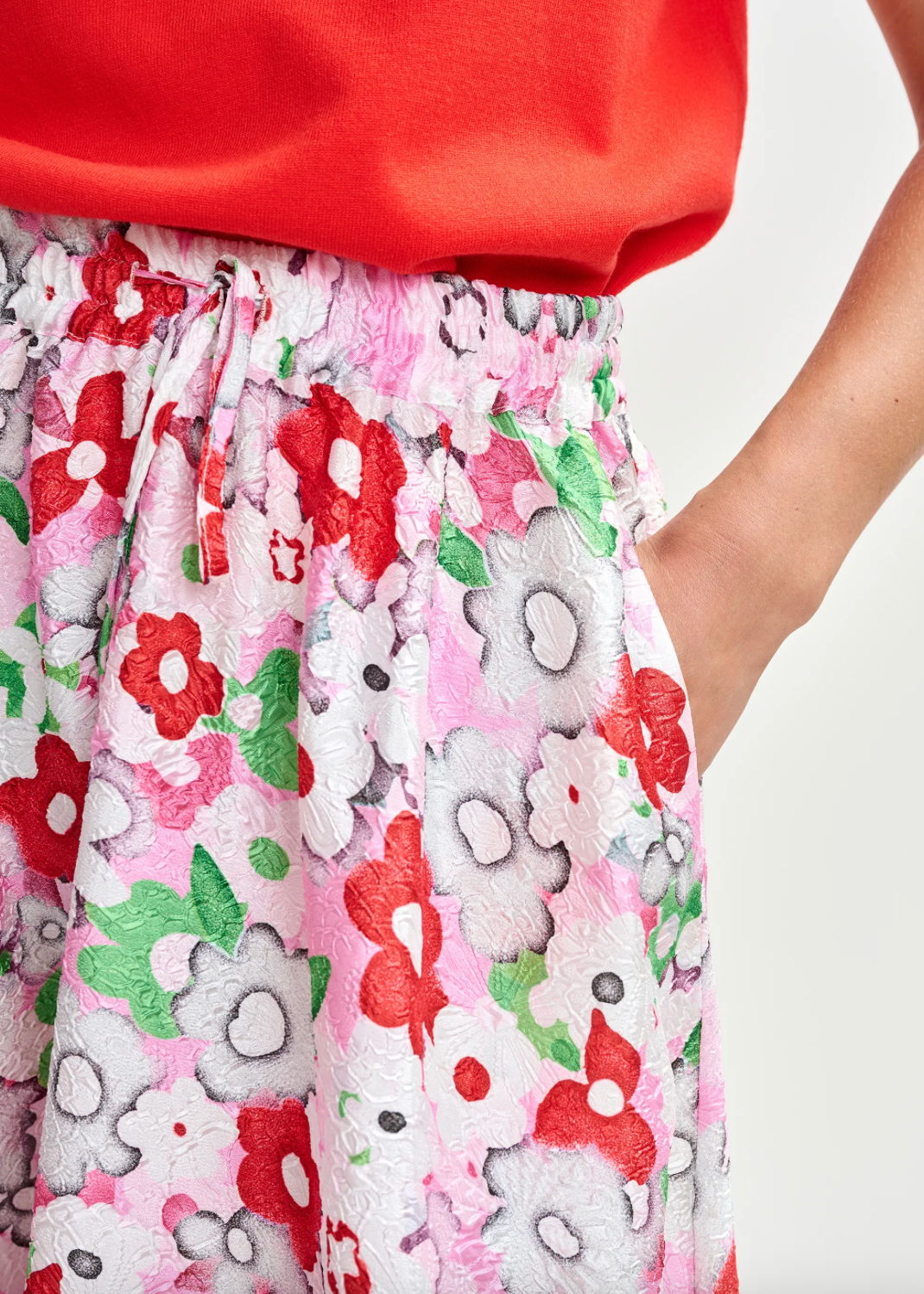 Essentiel Antwerp Julianne Floral Jacquard Midi Skirt