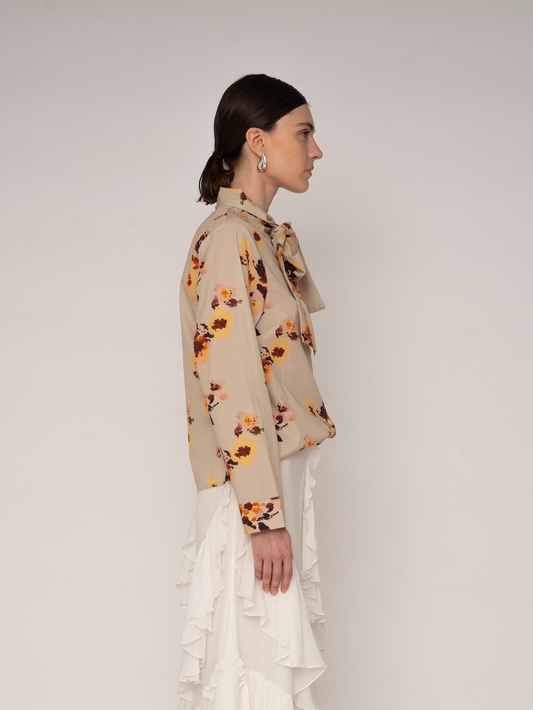 Carmensays Juliette Floral Print Ribbon Blouse