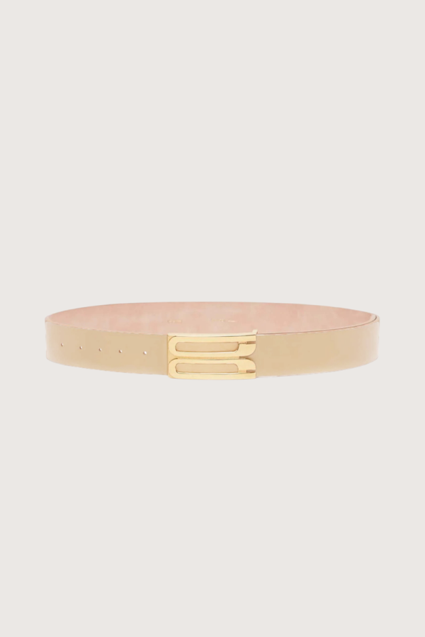 Victoria Beckham Jumbo Frame Shiny Calf Belt - Ivory