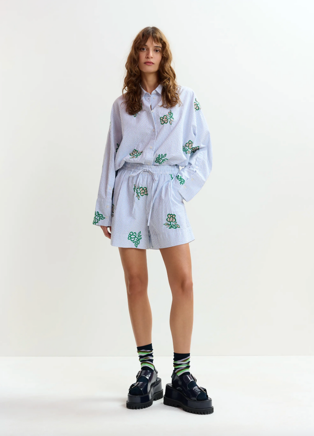 Essentiel Antwerp Juste Embroidered Mini Shorts