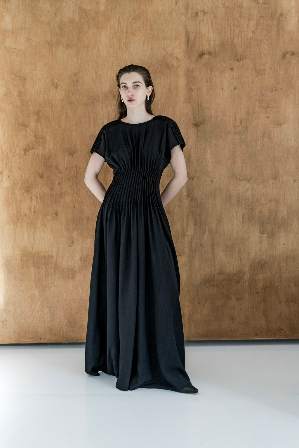 K M by L A N G E Nichka Viscose Long Open Back Dress - Black