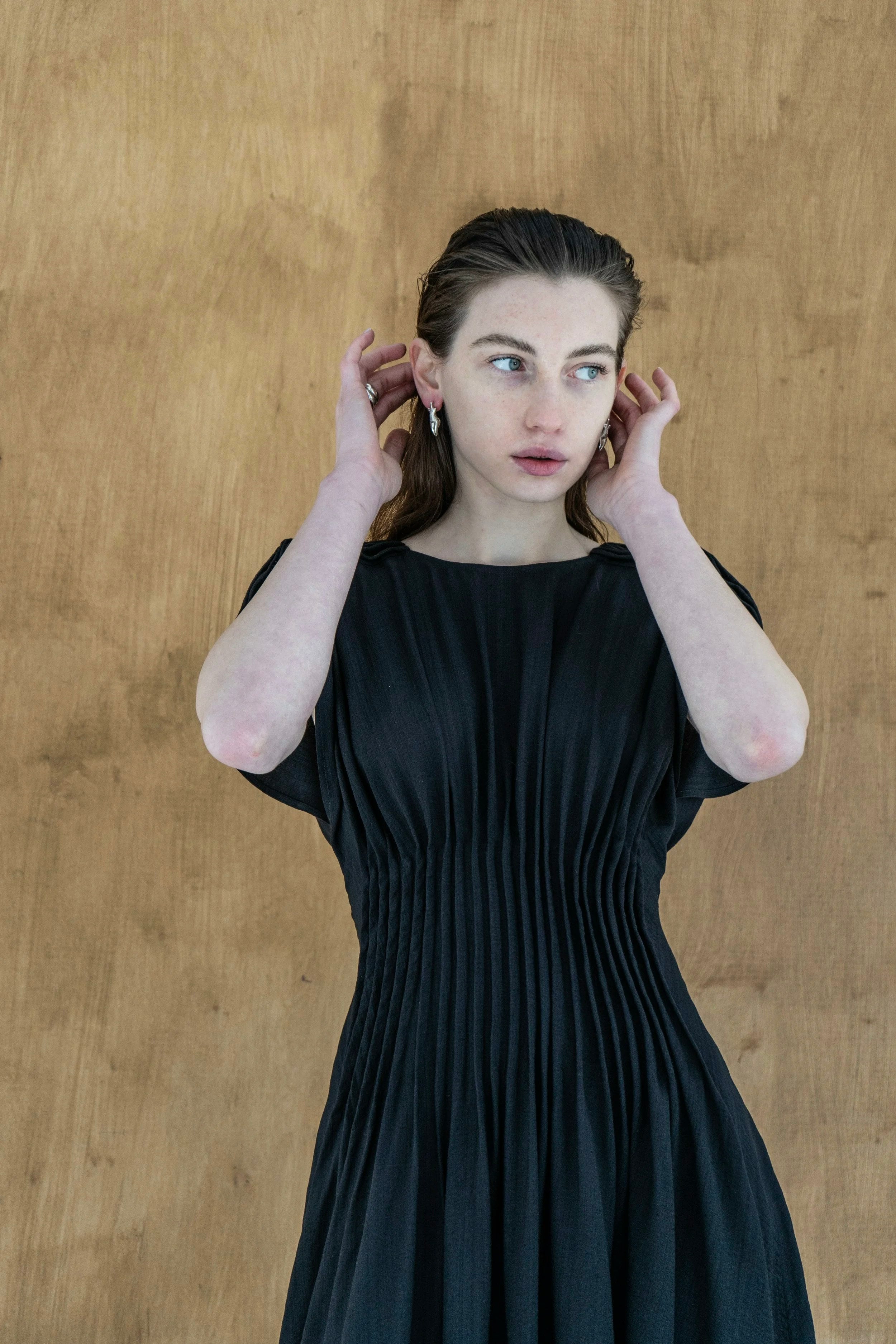 K M by L A N G E Nichka Viscose Long Open Back Dress - Black
