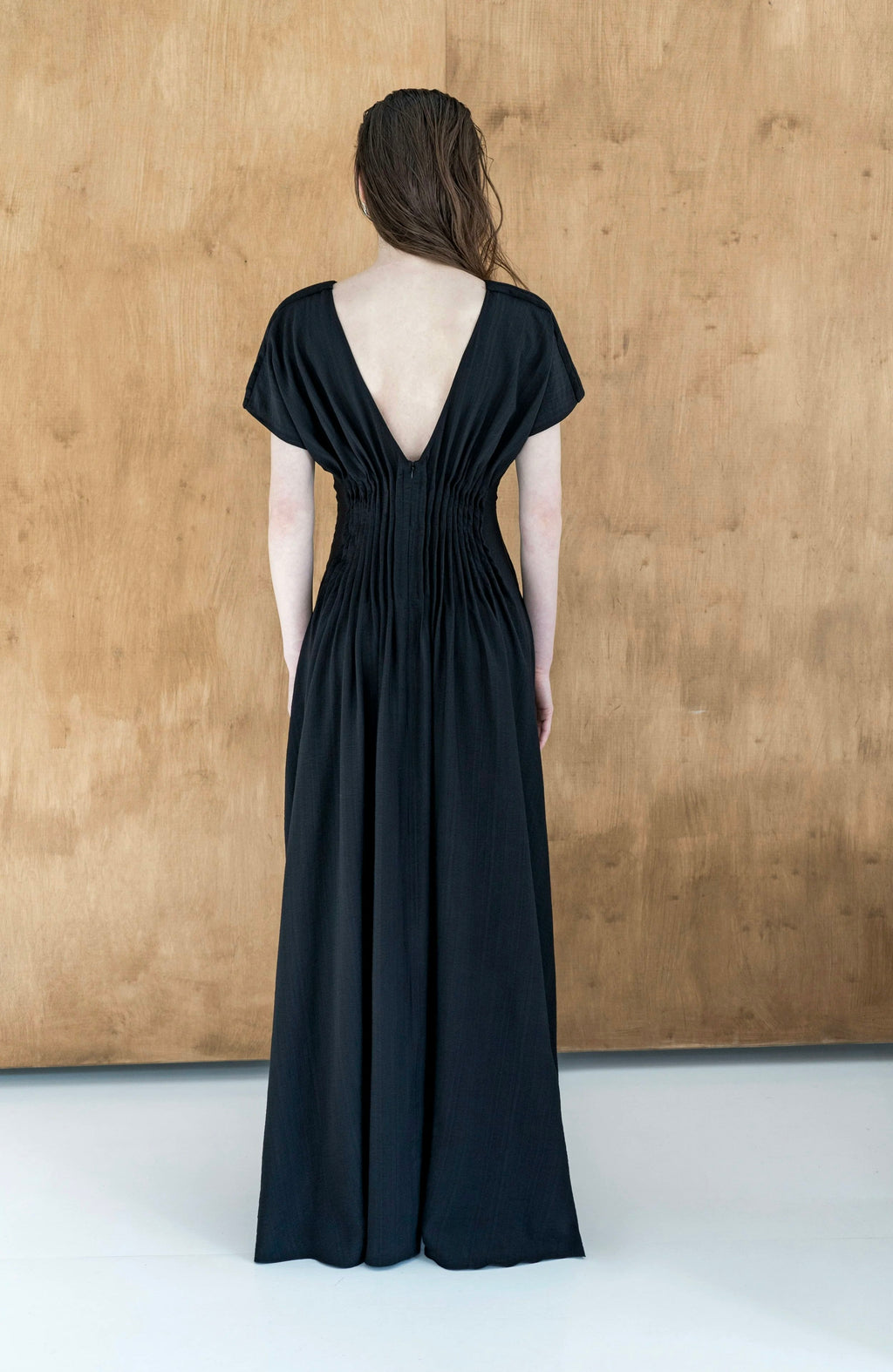 K M by L A N G E Nichka Viscose Long Open Back Dress - Black