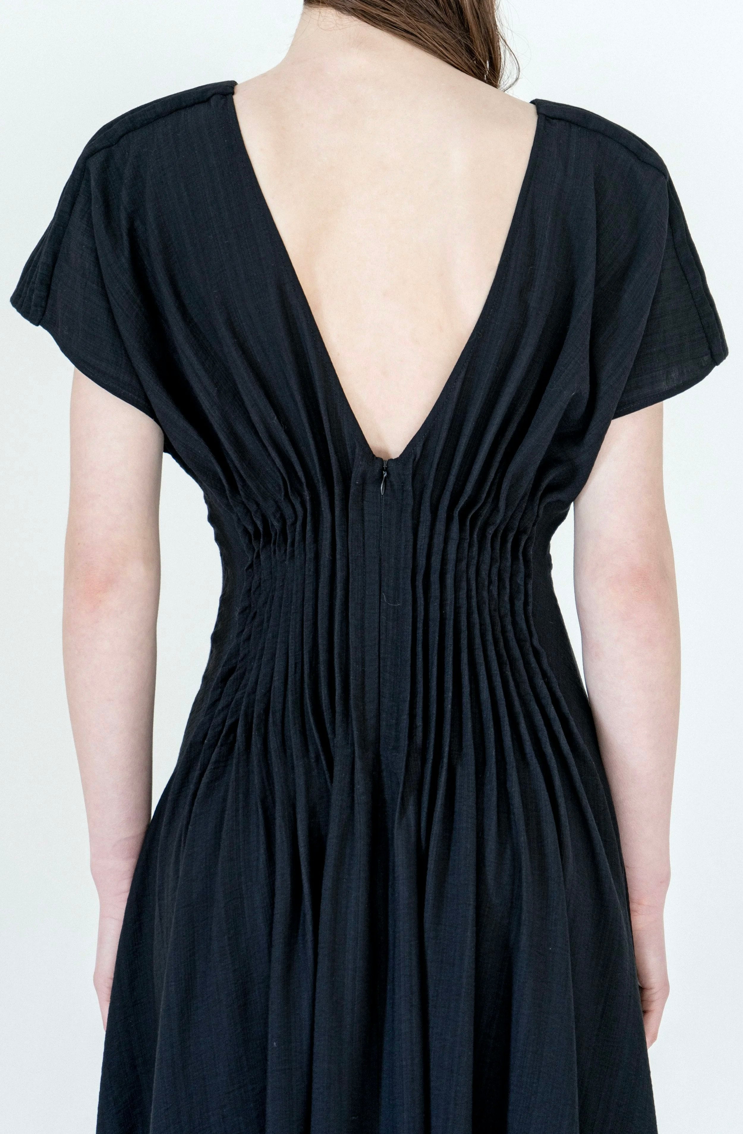 K M by L A N G E Nichka Viscose Long Open Back Dress - Black