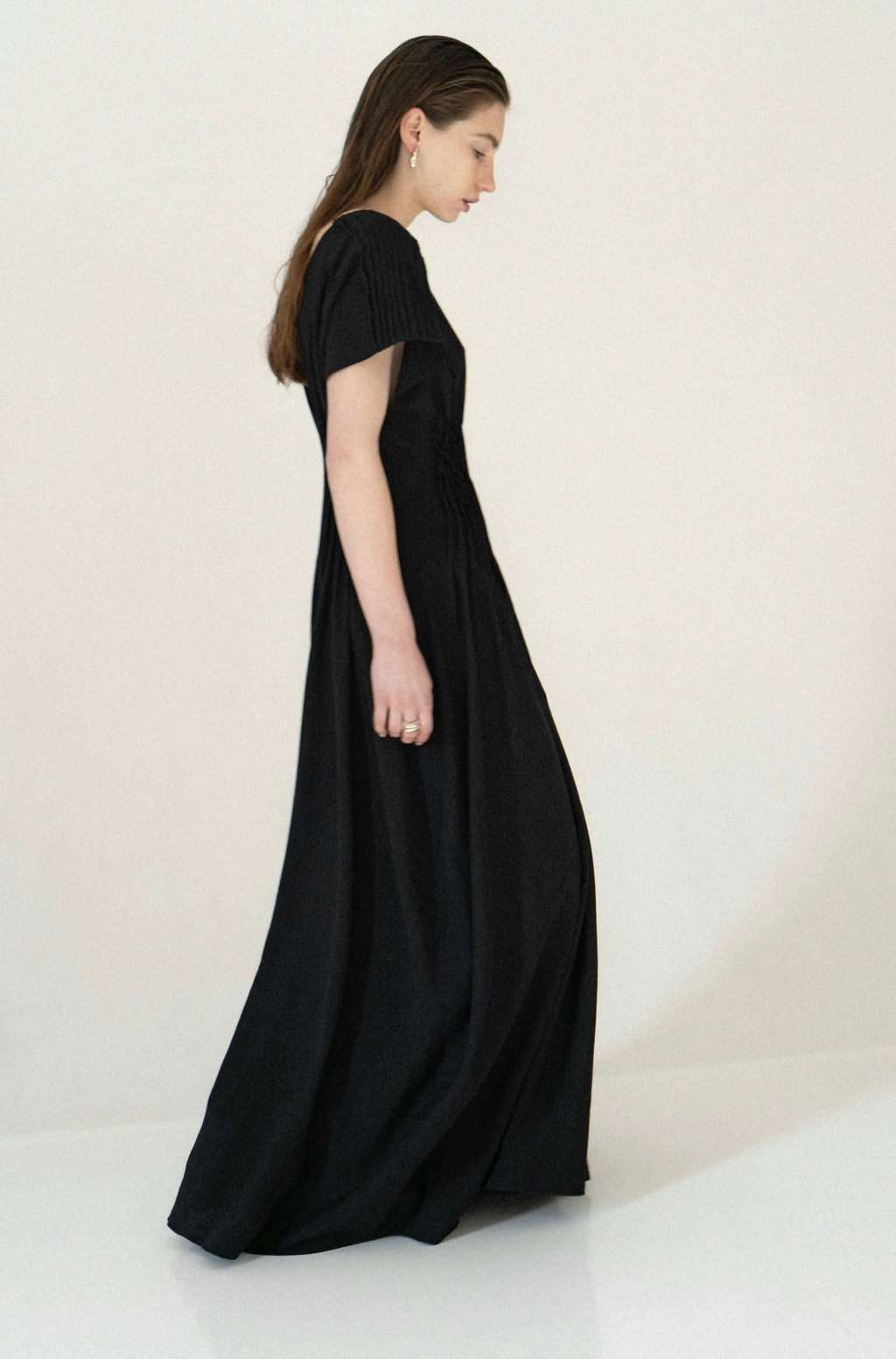 K M by L A N G E Nichka Viscose Long Open Back Dress - Black
