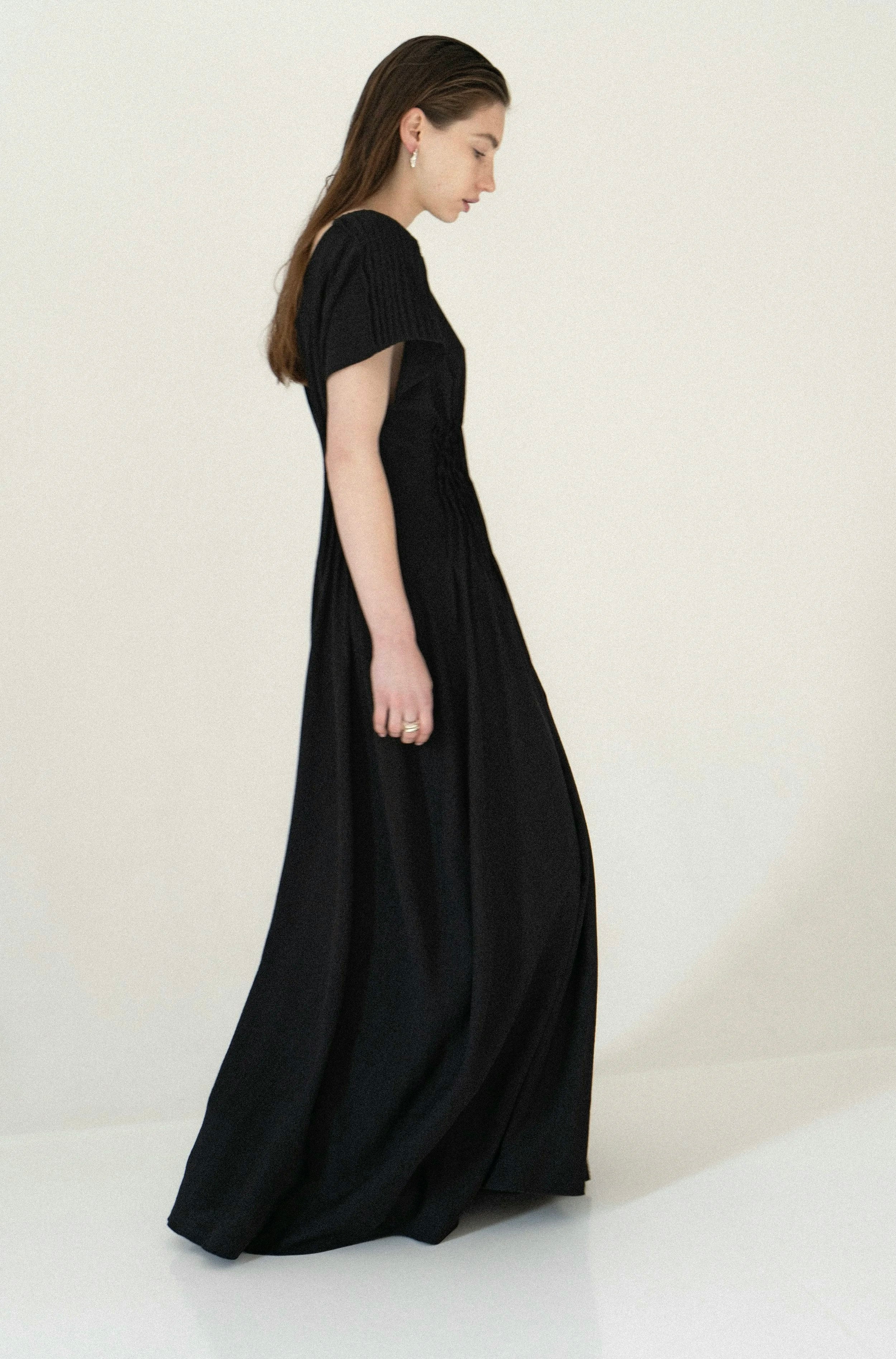 K M by L A N G E Nichka Viscose Long Open Back Dress - Black