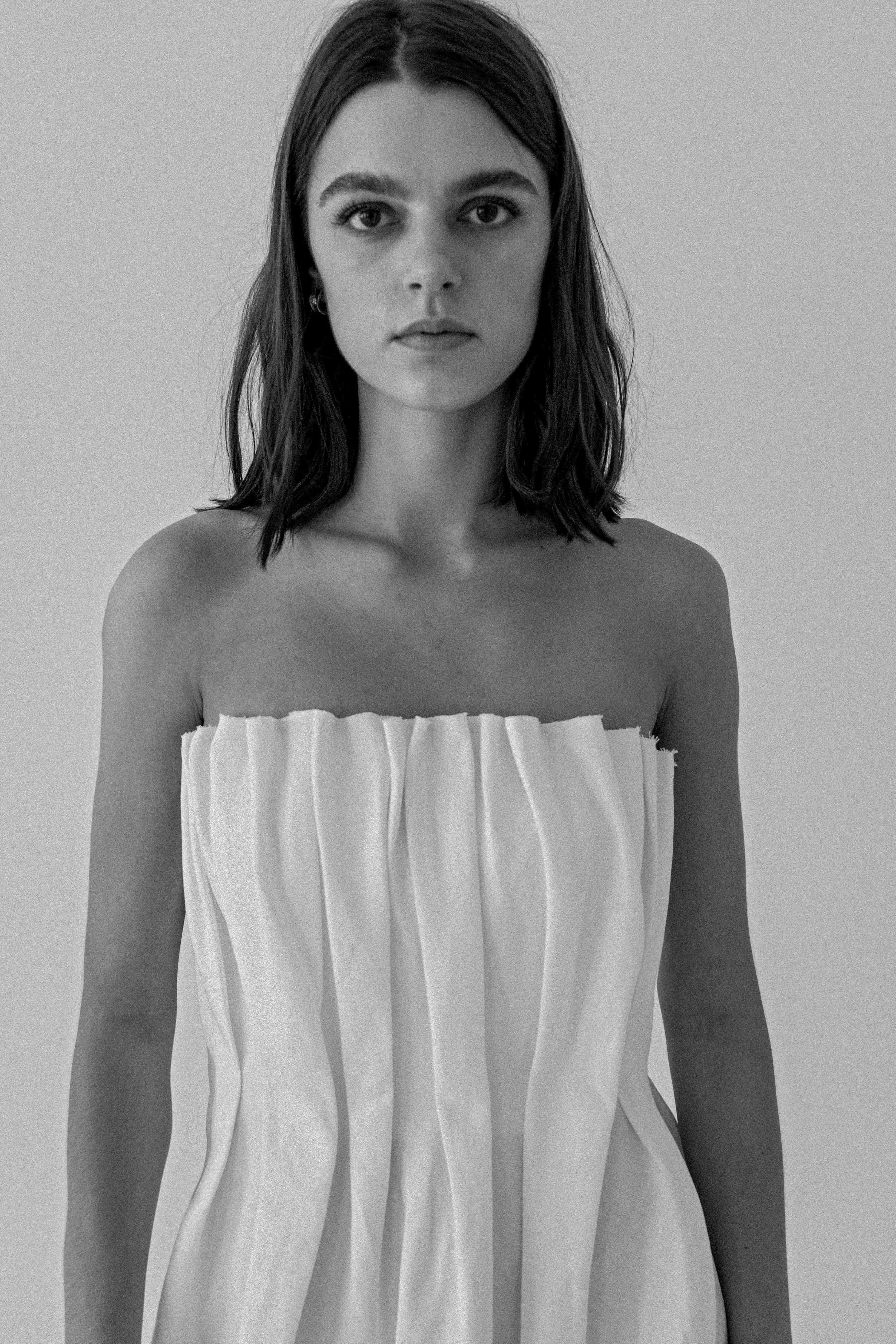 K M by L A N G E Plombir Linen Pleated Dress - Cream