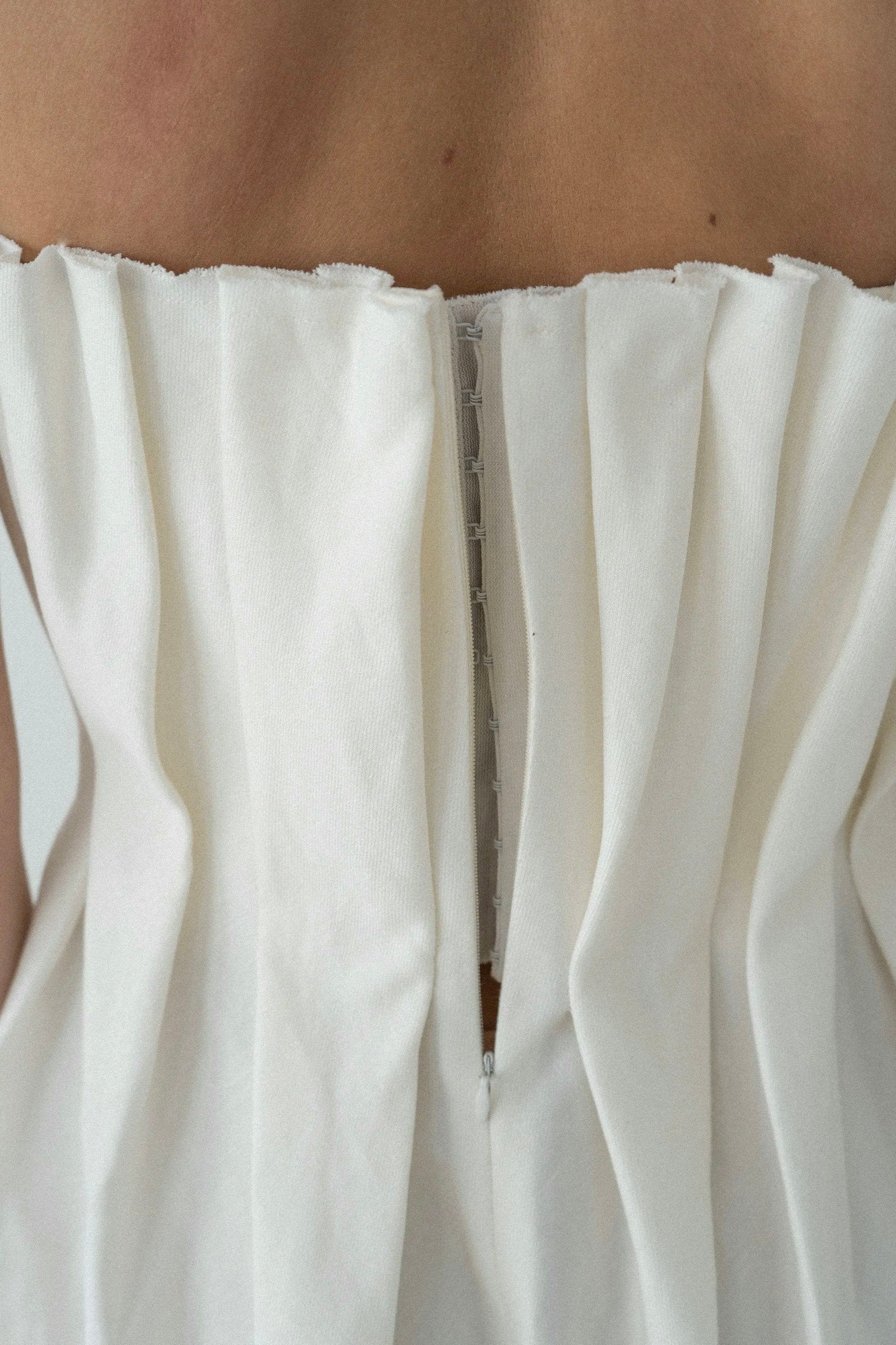 K M by L A N G E Plombir Linen Pleated Dress - Cream