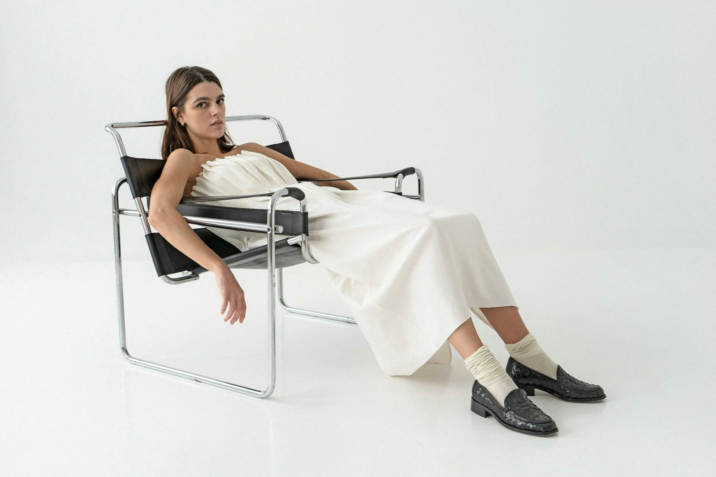 K M by L A N G E Plombir Linen Pleated Dress - Cream