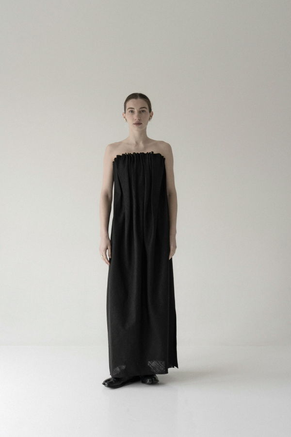 K M by L A N G E Sazha Linen Pleated Dress