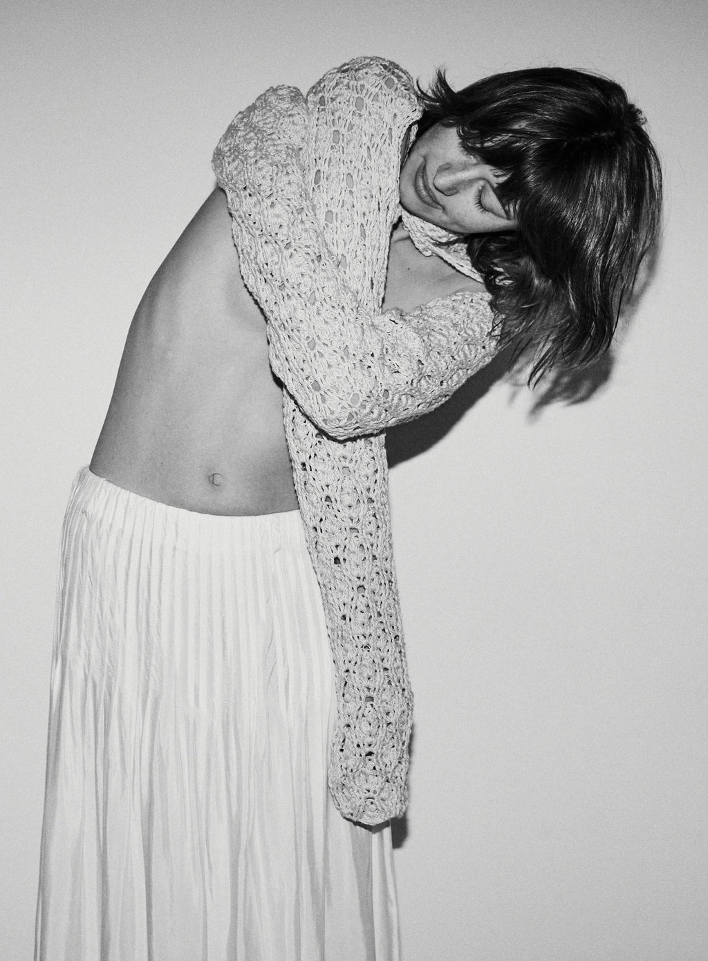 K M by L A N G E Uman Pleated Skirt - White