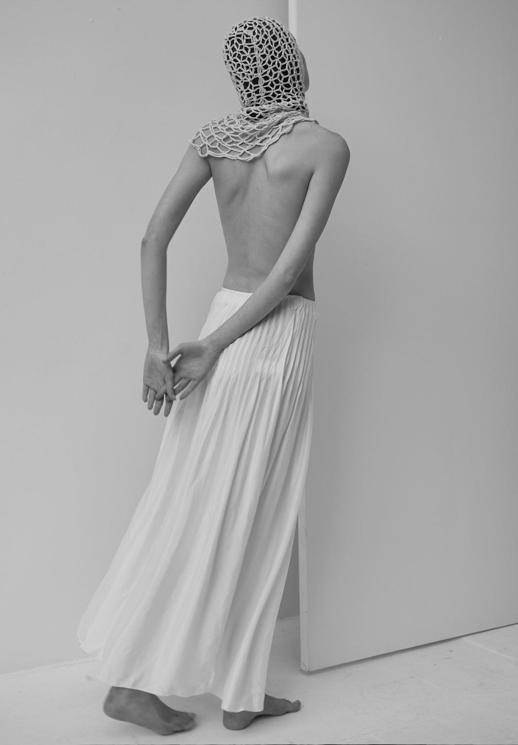 K M by L A N G E Uman Pleated Skirt - White