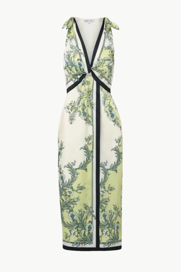 Veronica Beard Kaliza Scarf Print Midi Dress - Light Pistachio Multi