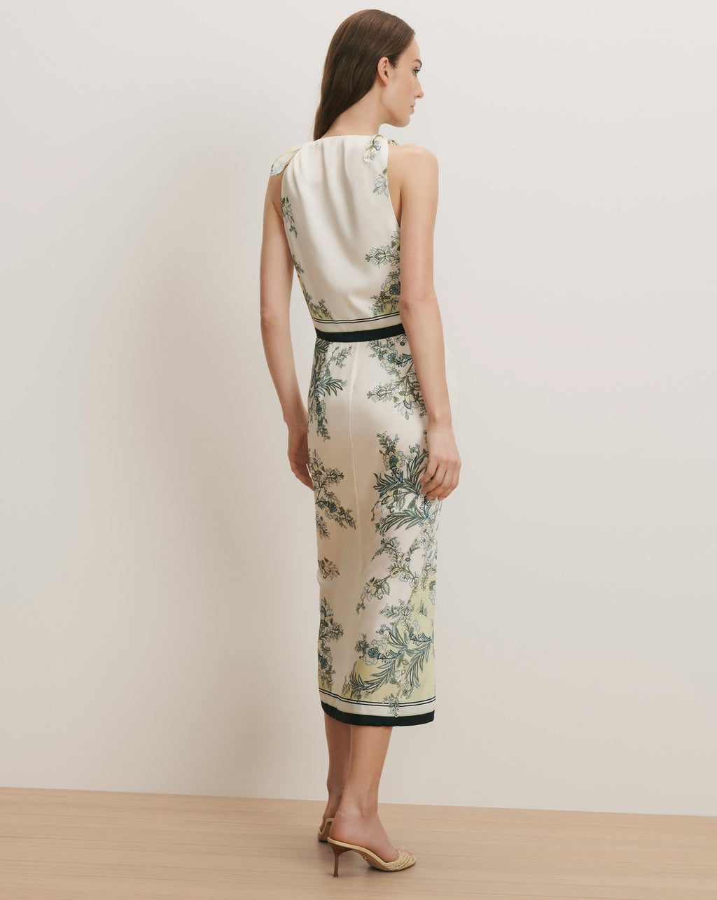 Veronica Beard Kaliza Scarf Print Midi Dress - Light Pistachio Multi