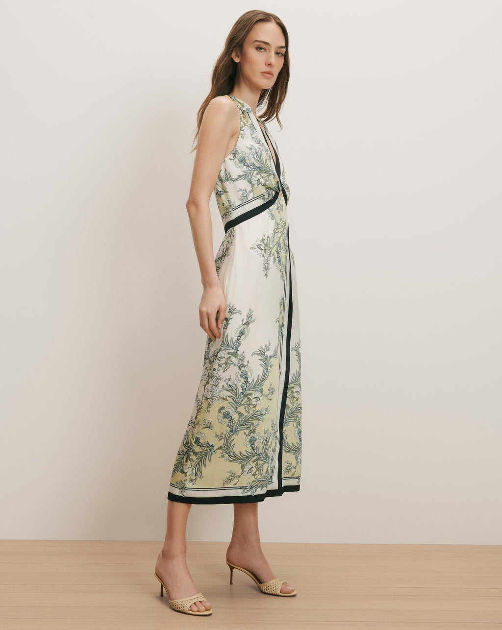Veronica Beard Kaliza Scarf Print Midi Dress - Light Pistachio Multi
