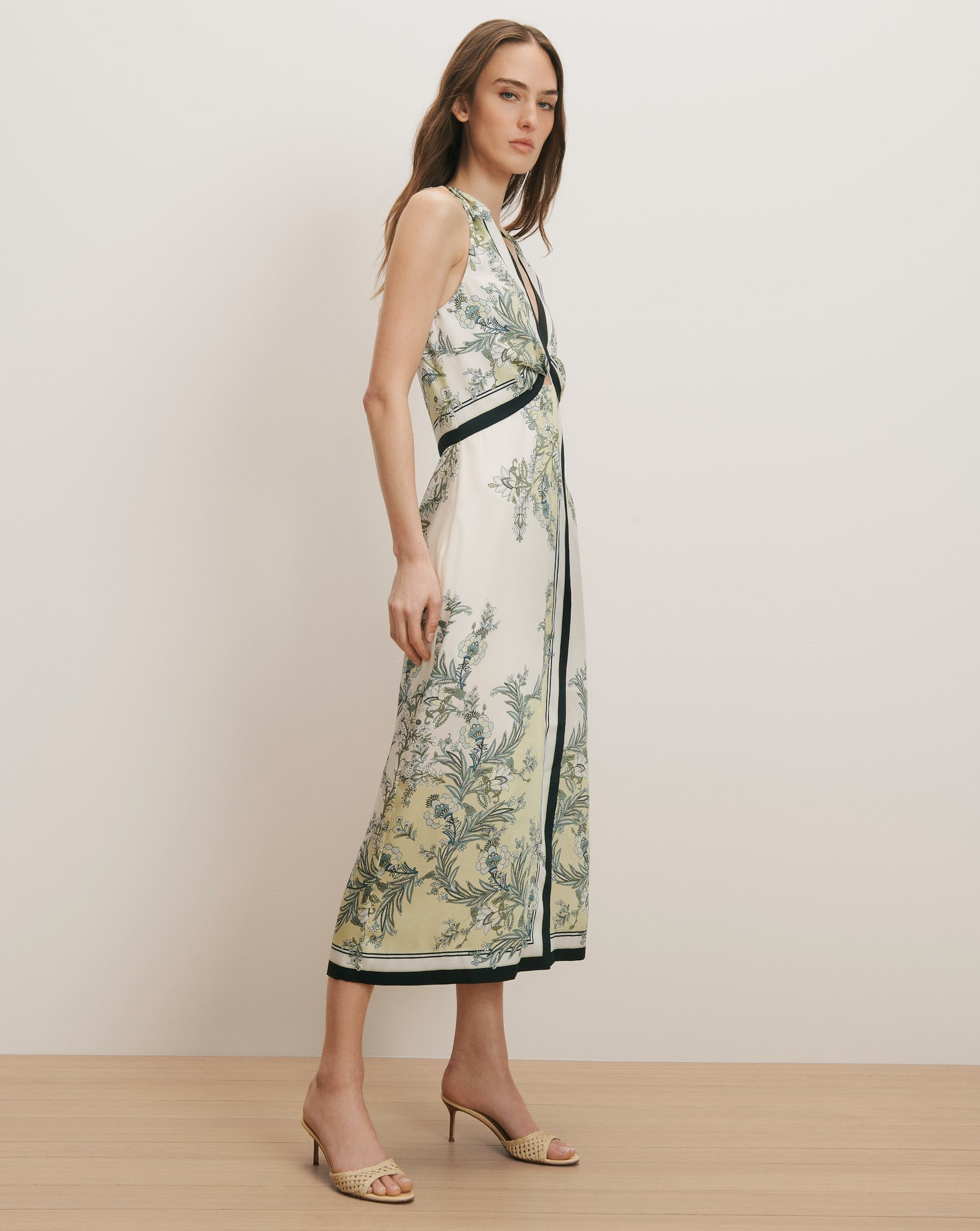 Veronica Beard Kaliza Scarf Print Midi Dress - Light Pistachio Multi