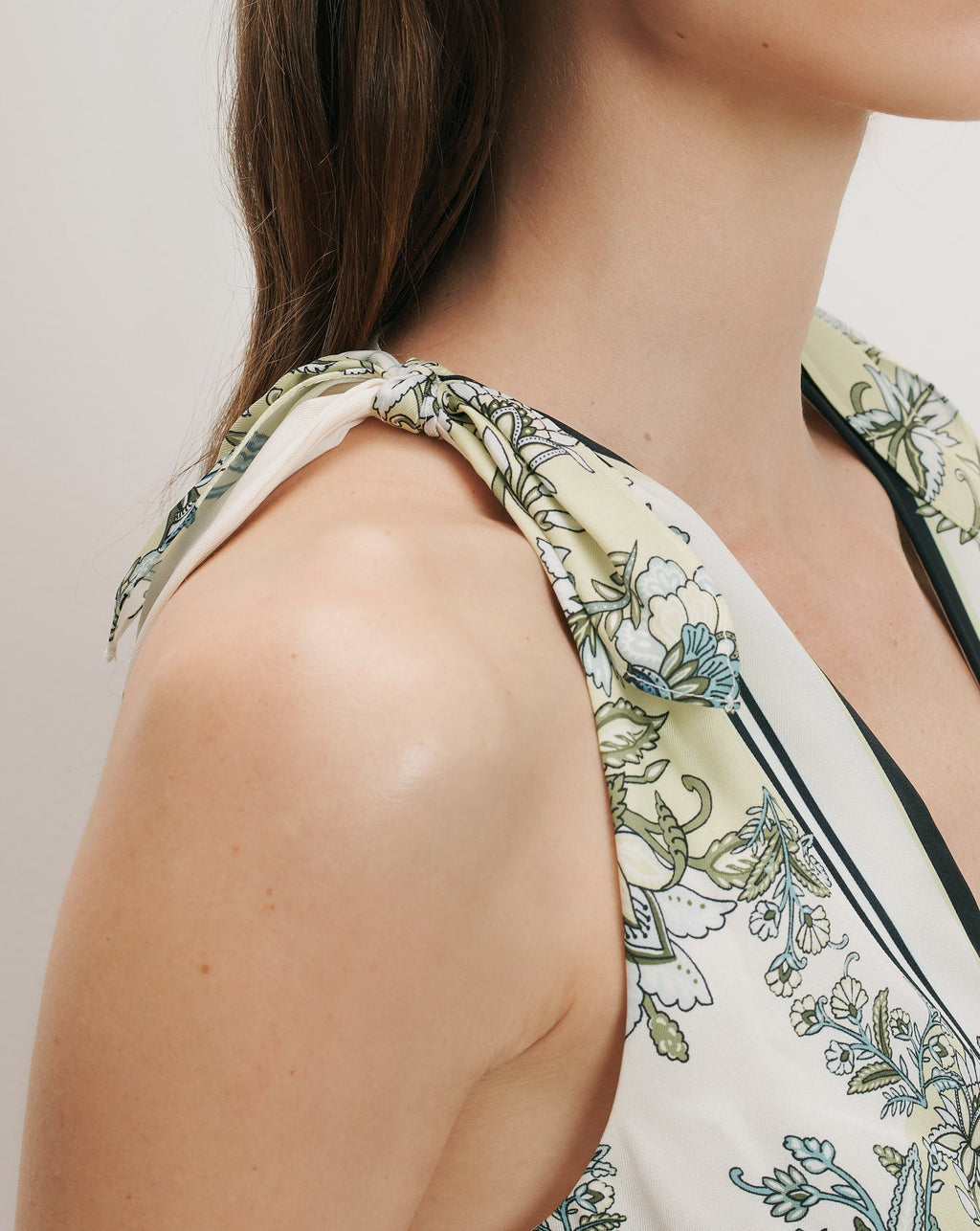 Veronica Beard Kaliza Scarf Print Midi Dress - Light Pistachio Multi