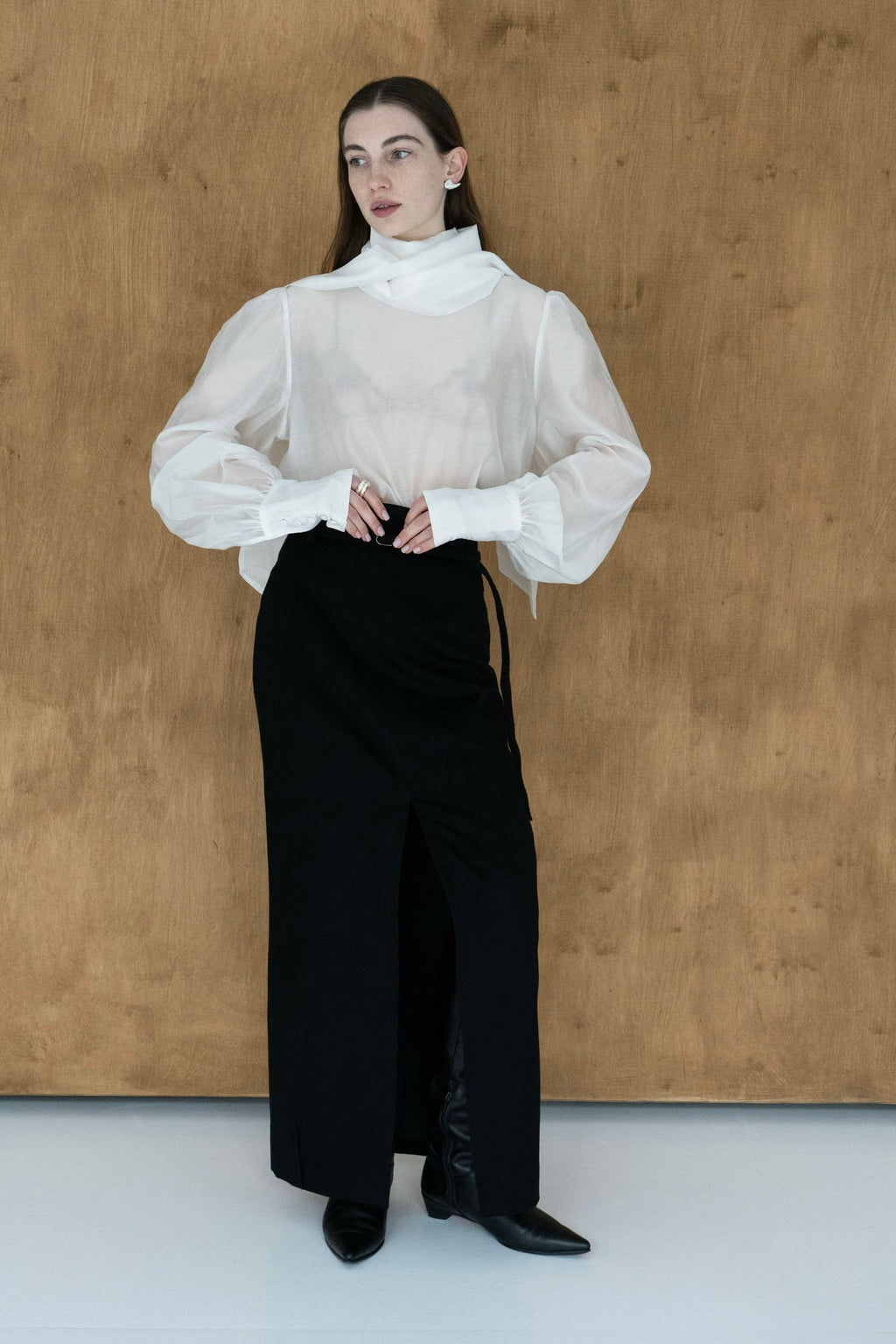 K M by LANGE Chernozem Pencil Cashmere Skirt - Black