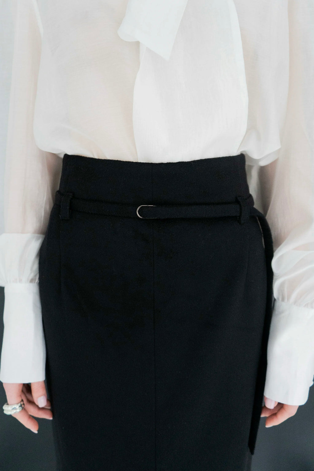 K M by LANGE Chernozem Pencil Cashmere Skirt - Black